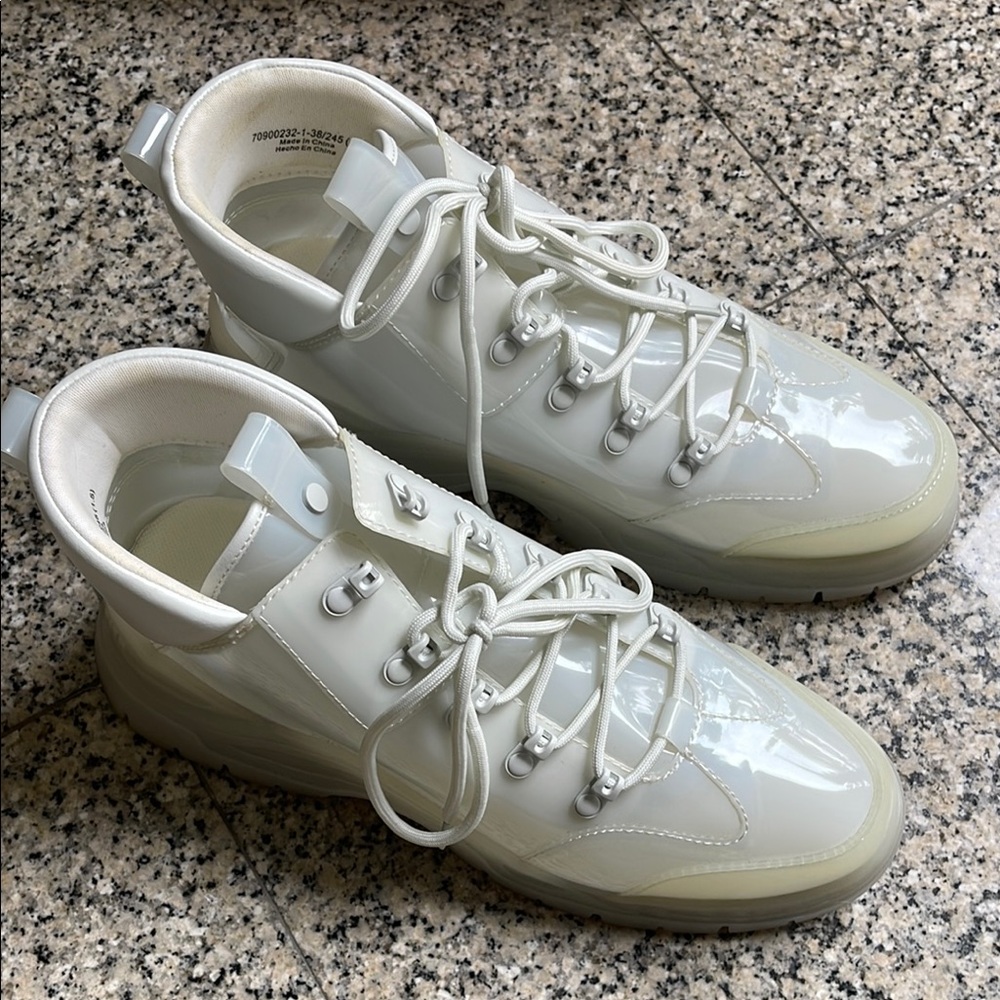 Chales & Keith Boots Sneakers "Chanel" Style White High-Top Sneakers